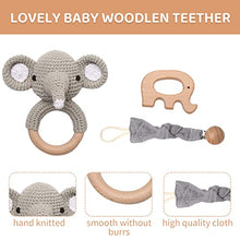 Load image into Gallery viewer, 3 Pcs Wooden Baby Rattle Teething Set Teether &amp; Crochet Rattles, Bracelet and Chewable Smooth Pacifier Clip Sensory for Infants and Toddlers