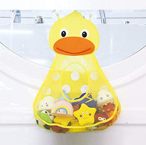 Kids Bath Toys Organizer Superior Quality Tub Toy Storage Mesh Shower Caddy Organizer Set with Anti-Slip Suction Cups Net Multiple-use Organization Bag for Bath Toys - Yellow Duck