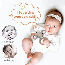 Load image into Gallery viewer, 3 Pcs Wooden Baby Rattle Teething Set Teether &amp; Crochet Rattles, Bracelet and Chewable Smooth Pacifier Clip Sensory for Infants and Toddlers