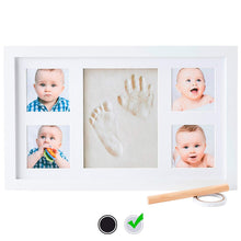 Load image into Gallery viewer, Baby Handprint Kit by Little Hippo |Deluxe Size + NO Mold| Baby Picture Frame &amp; Non Toxic Clay! Baby Footprint kit, Perfect for Baby Boy Gifts, and Baby Girls Gifts! (White, Deluxe)