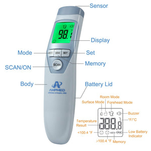 Hospital Medical Grade Non Contact Clinical Infrared Forehead Thermometer for Baby and Adults, 1701, Serenity