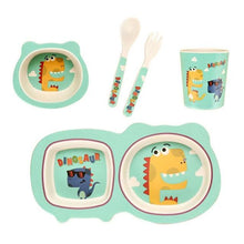 Load image into Gallery viewer, Eco-Friendly Bamboo Fiber 5 pc Baby Dinnerware Set