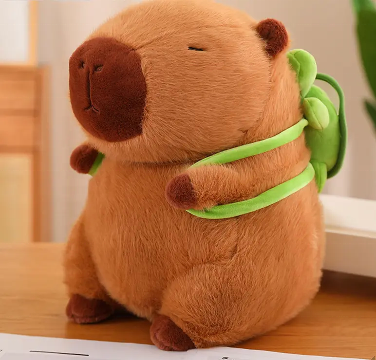 Capybara Plush Toy with Turtle Backpack