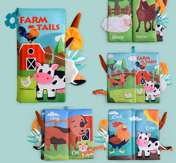 Soft Cloth Baby Book with Teether