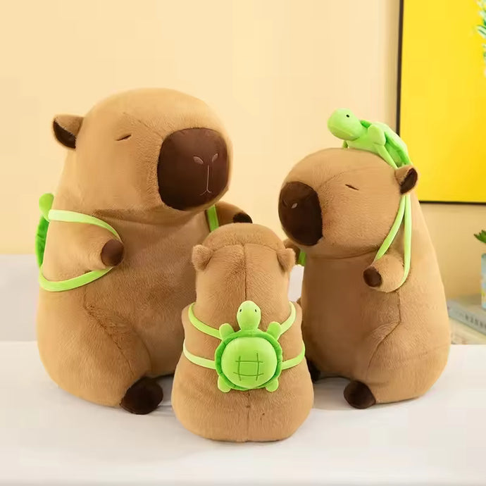 Capybara Plush Toy with Turtle Backpack