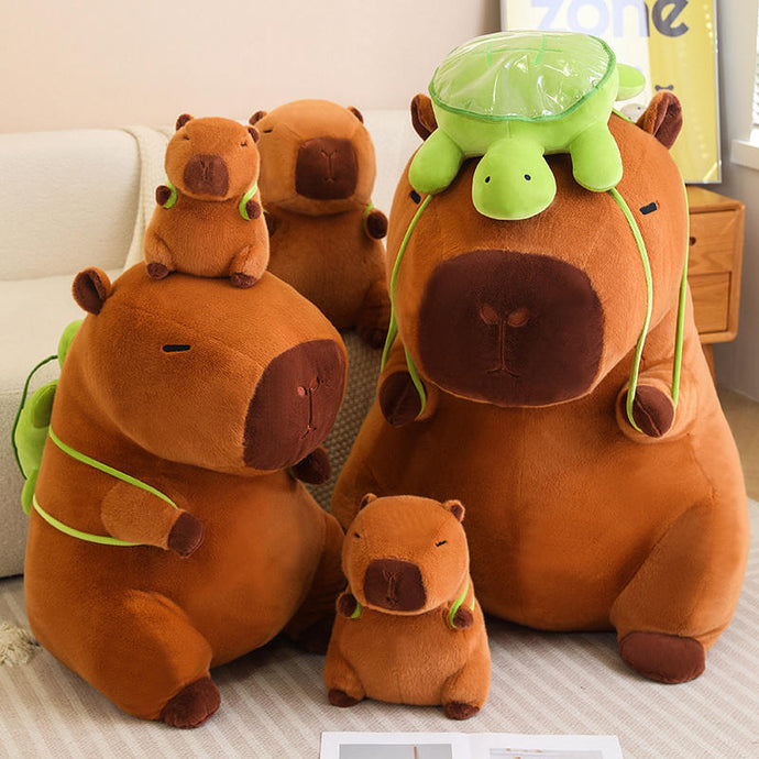 Capybara Plush Toy with Turtle Backpack