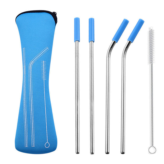 Reusable Stainless Steel Straw Set with Silicone Tips 🌿✨