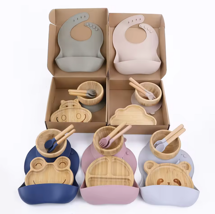 Bamboo and Food-Grade Silicone Feeding Set 🍼🌿