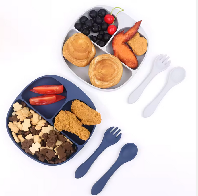 Silicone Baby Feeding Plate with Suction – Toddler Tableware Set 🍼✨