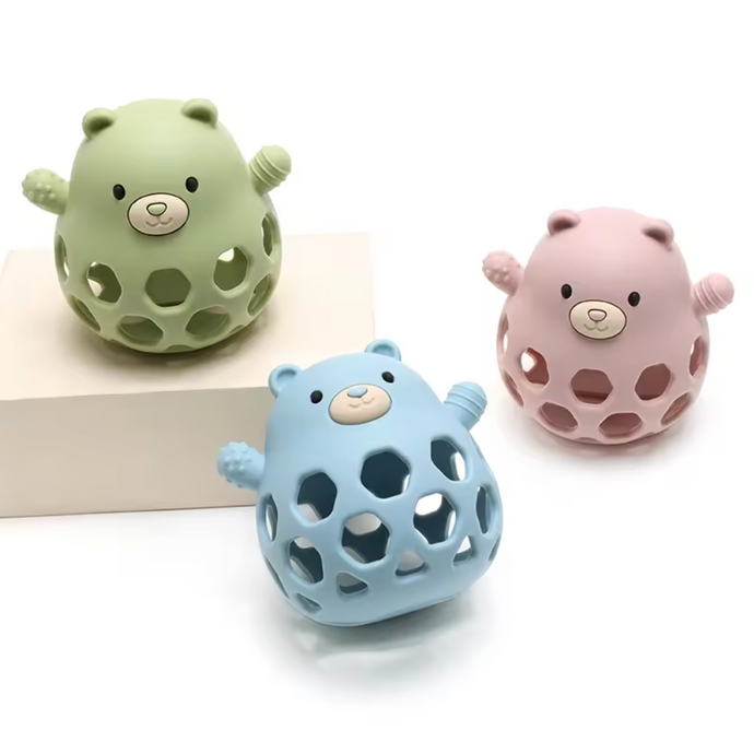 Bear-Shaped Silicone Teether & Rattle