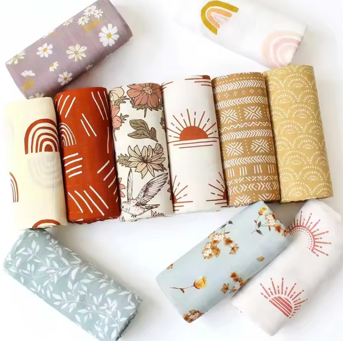 Organic Bamboo Cotton Baby Swaddle – Soft, Breathable & Comfort 🌿👶