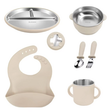 Load image into Gallery viewer, Stainless Steel and Silicone Feeding Set with Spoon &amp; Fork