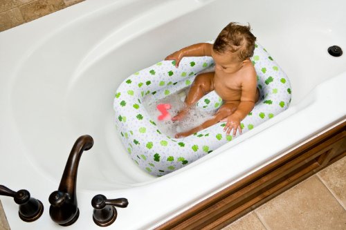 Mommys Helper Inflatable Bath Tub Froggie Collection, White/Green, 6-24 Months