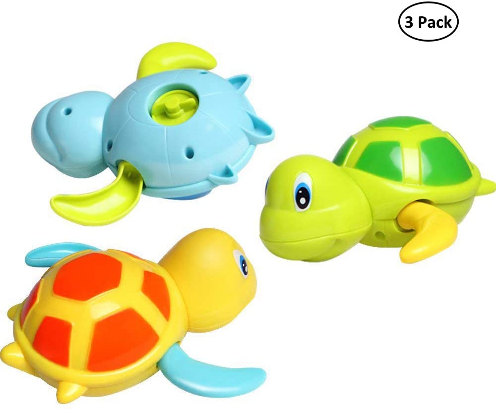 Dropship Toddlers Bath Toy; Manual Wind-Up Crab & Turtle Baby Bathtub Toys;  Cute Turtles; Ducks And Dolphins; Birthday For 2 3 4 5 6 Years Old; 6Pcs +1  Organizer to Sell Online