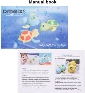 Dmeixs Baby Bath Toy Wind Up Bath Toys Turtle Bathtub Toys for Toddlers Floating Toys Eco-Friendly Material 3 Pack