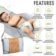 Load image into Gallery viewer, Baby Diaper Changing Pad - Portable Waterproof Diaper Changing Mat - Folding Diaper Changing Station - Travel Diaper Change Pads - Changing Clutch - Detachable Stroller Hooks - Baby Shower (Black Geo)