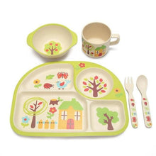Load image into Gallery viewer, Eco-Friendly Bamboo Fiber 5 pc Baby Dinnerware Set