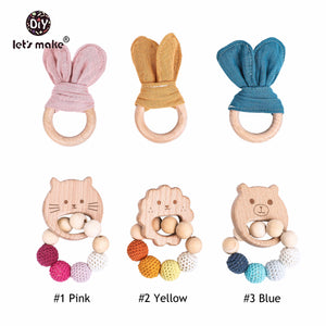 Wooden Wabbit Rattle Teether 2pcs Baby Toy